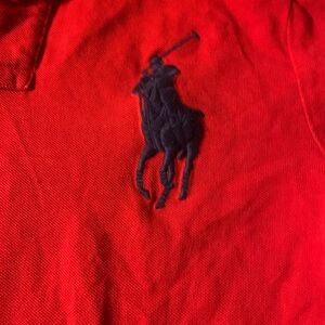 Ralph Lauren Red Polo Shirt with Navy Label